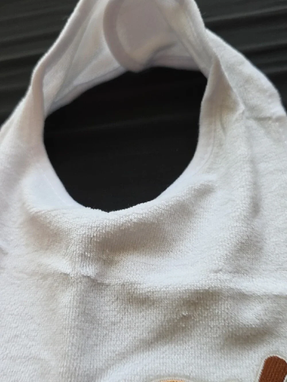 White Baby Bib with Cute Ramen Bowl Embroidery